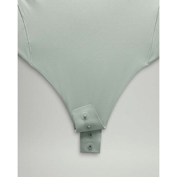 Lululemon Wundermost Ultra Soft Square Neck Long Sleeve Bodysuit Small Jade Grey - Picture 3 of 10